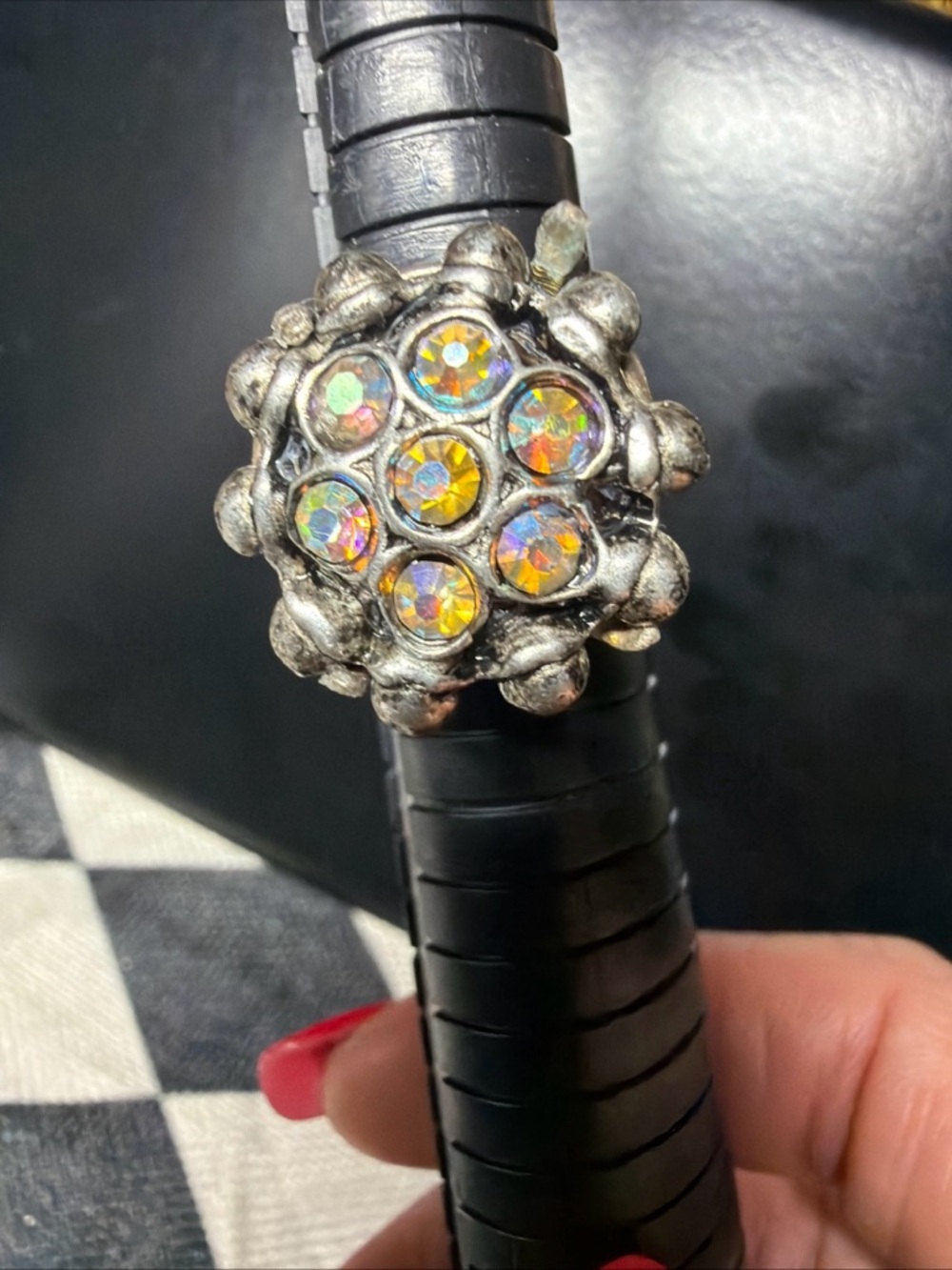 Aurora Borealis Crystal Cluster Ring - Silver Tone